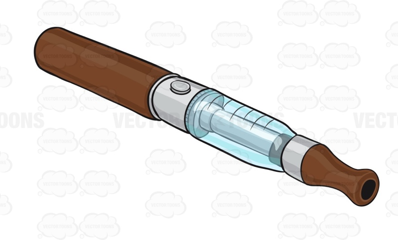 800x483 Brown E Cigarette With A Blue And Silver Tank Cartoon Clipart