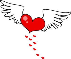 300x251 Heart With Angel Wings Drawings Clip Art Library