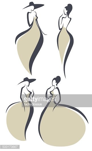 324x531 Simple Girls In Retro Dresses Premium Clipart