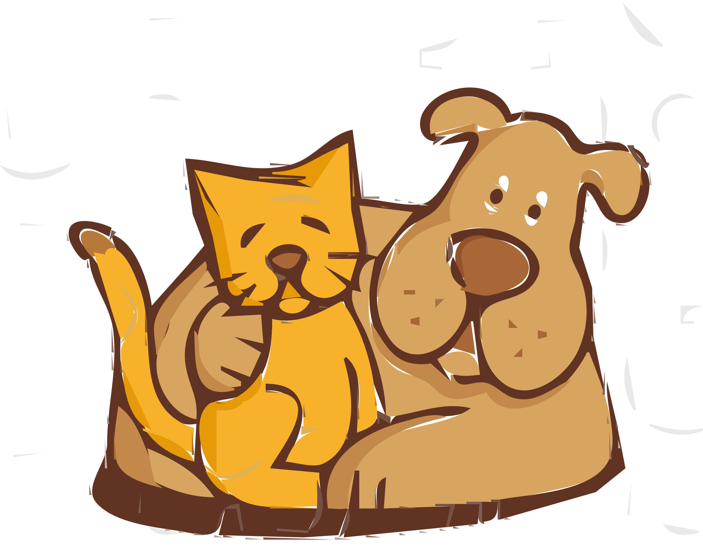 2400x1891 Clipart Of A Dog And Cat Pet Simple Pencil In Color