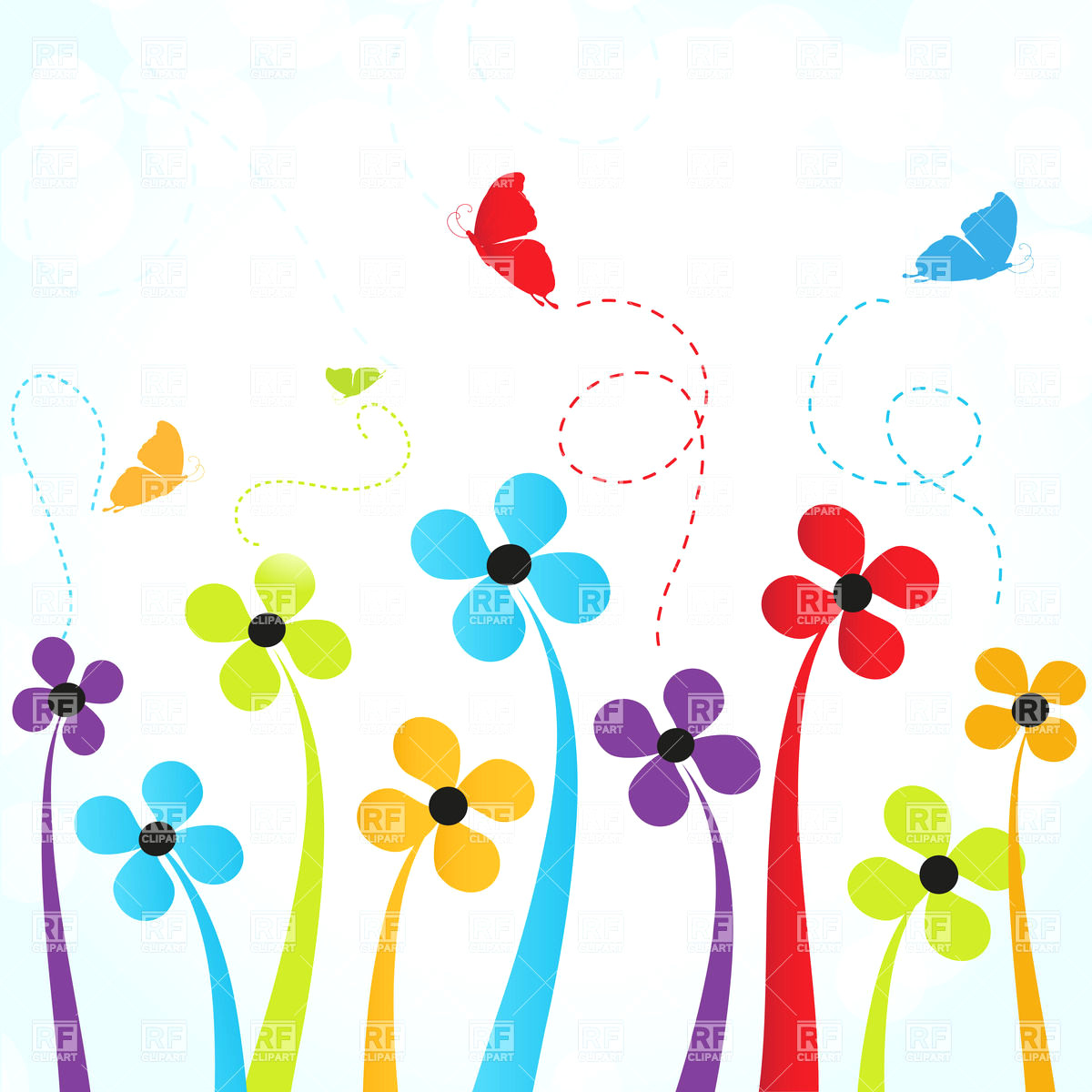 1200x1200 Simple Flowers And Butterflies Download Royalty Free Vector File
