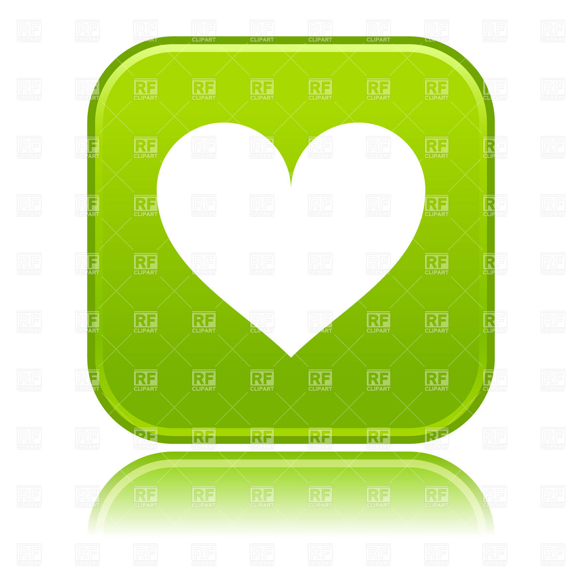 1200x1200 Green Button With Simple Heart Icon Royalty Free Vector Clip Art