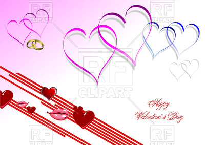 400x283 Valentine`s Day Card With Simple Hearts Royalty Free Vector Clip