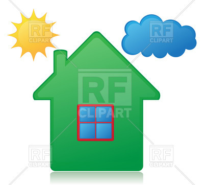 400x362 Simple House, Sun And Cloud Royalty Free Vector Clip Art Image