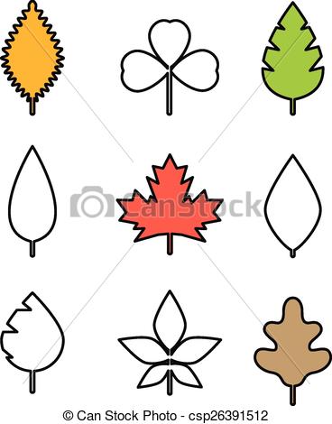 368x470 Different Leaf. Simple Line Design Illustration Vector Clip Art