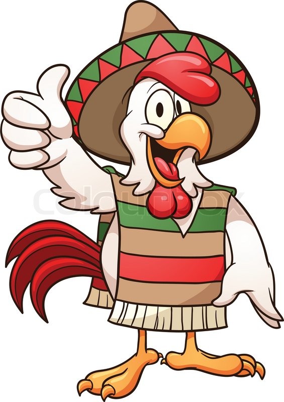 565x800 Cartoon Mexican Chicken. Vector Clip Art Illustration With Simple