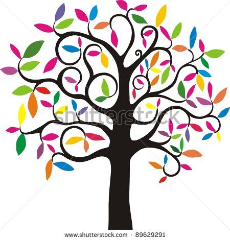 450x470 Tree with rainbow leaves Tree. Simple Stylized Tree