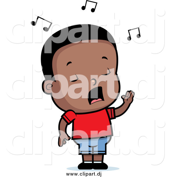 600x620 Cartoon Vector Clipart Of A Black Toddler Boy Singing By Cory