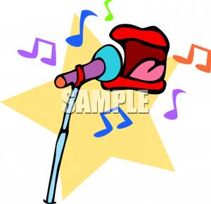 300x291 A Mouth Singing Into A Microphone Clip Art Image