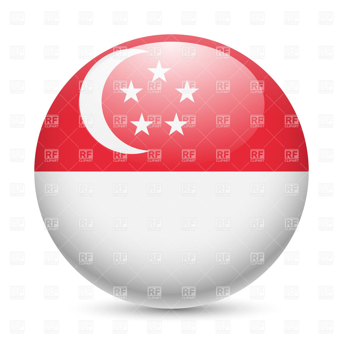 1200x1200 Glossy Icon With Flag Of Singapore