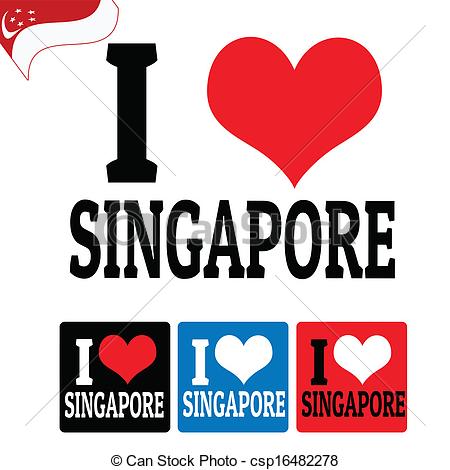 450x470 I Love Singapore Sign And Labels On White Background, Vector