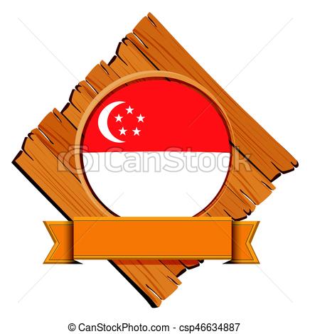436x470 Singapore Flag On Wooden Board Illustration Vector