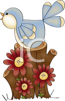 225x350 Royalty Free Clip Art Image Little Bird Singing On A Tree Stump