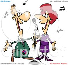 236x223 Vector Clipart Of A Cartoon Couple Singing