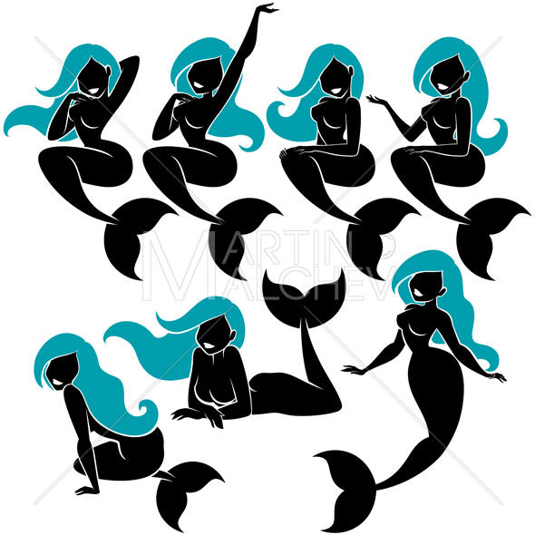 590x590 Mermaid Silhouette Set