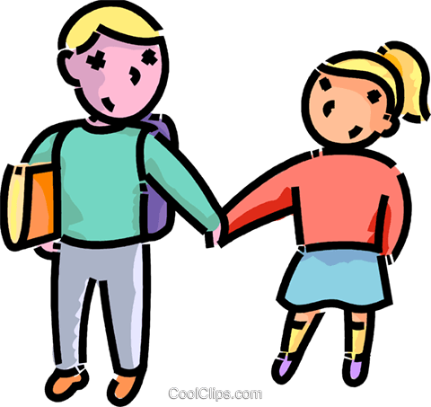 480x453 Brother An Sister On The Way To School Royalty Free Vector Clip