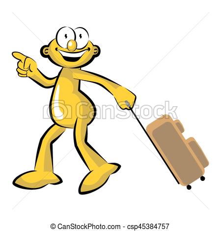450x470 Tourist With Suitcases. Conceptual Illustration About Clipart