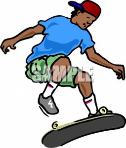 255x300 Clipart Picture A Boy With A Skateboard Doing Tricks