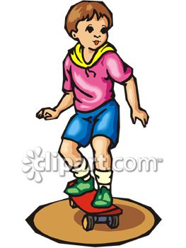 263x350 Royalty Free Clipart Image Young Boy Riding A Skateboard