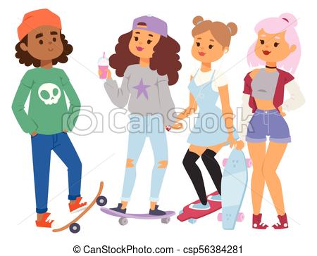 450x364 Skateboard Characters Vector Stylish Skating Kids Vector