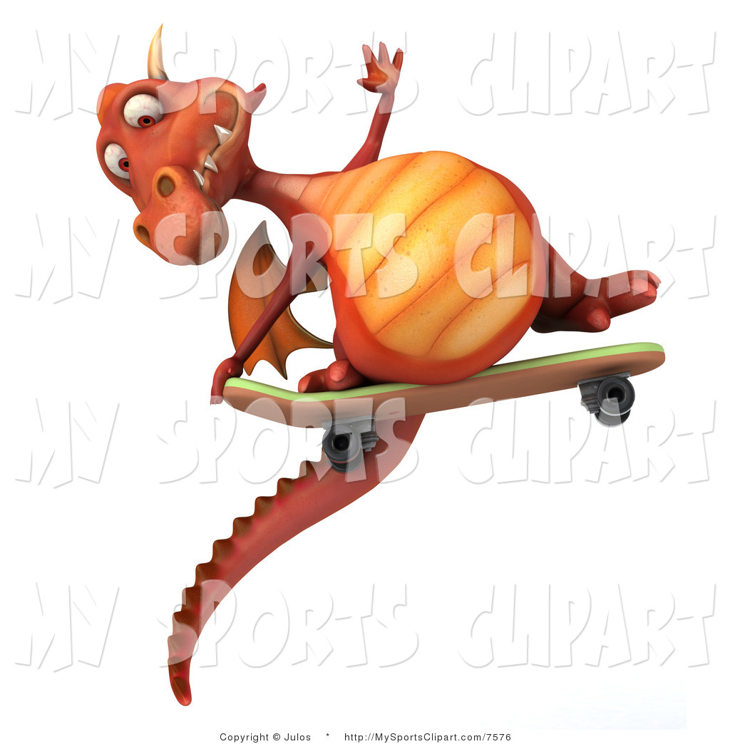 1024x1044 Sports Clip Art Of A Dragon On A Skateboard By Julos