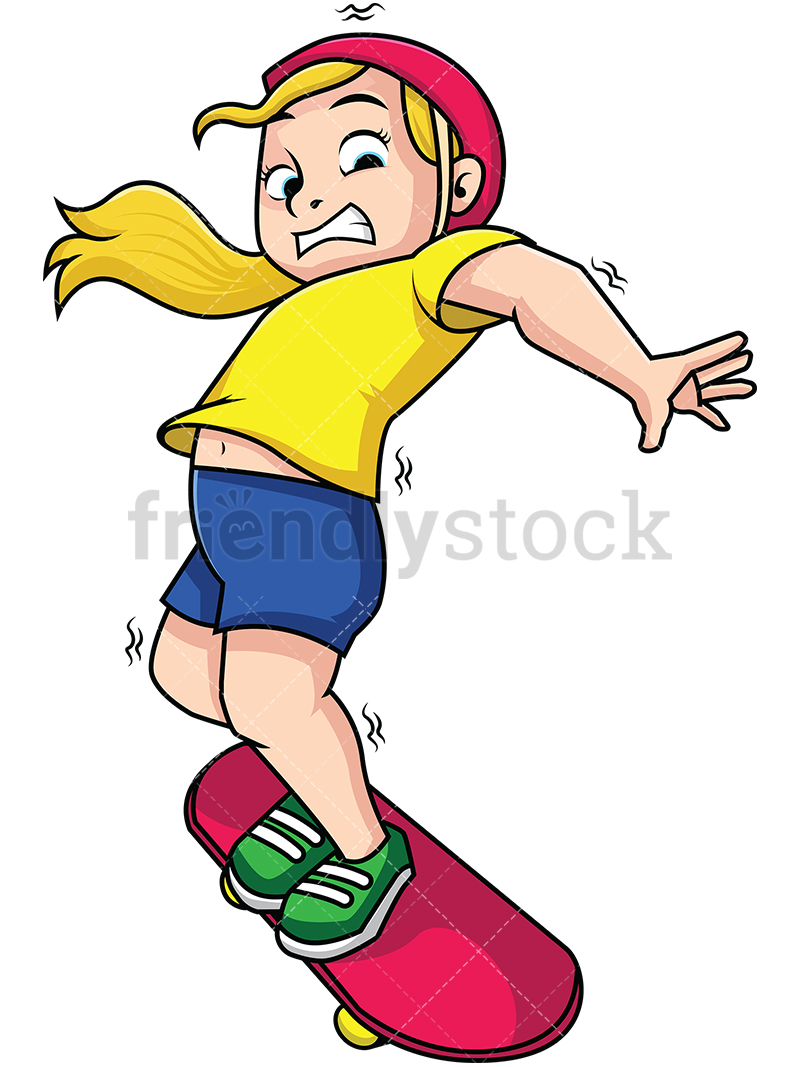 800x1067 Woman Falling From Skateboard Cartoon Vector Clipart