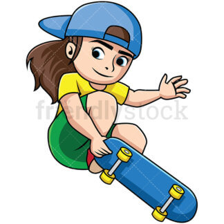 324x324 Woman Skateboarding Cartoon Vector Clipart