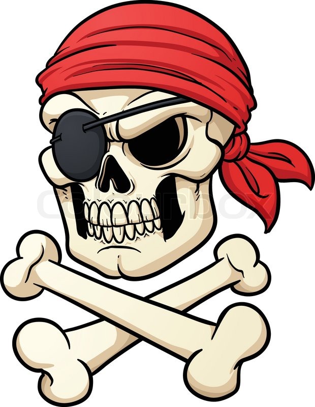 620x800 Cartoon Pirate Skull And Crossbones. Vector Illustration