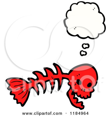 450x470 Cartoon Of A Fish Skeleton With A Skull Head