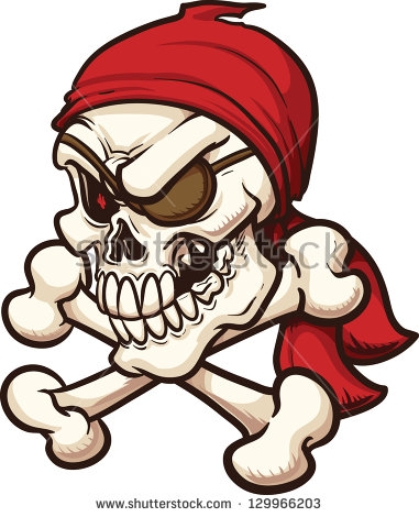 381x470 Clip Art Cartoon Pirate Skull Crossbones Vector Illustration Stock