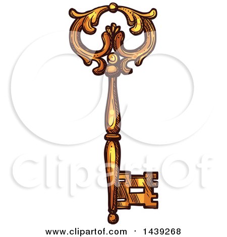 450x470 Clipart Of A Sketched Ornate Skeleton Key