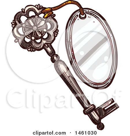 450x470 Clipart Of A Sketched Vintage Skeleton Key With A Tag