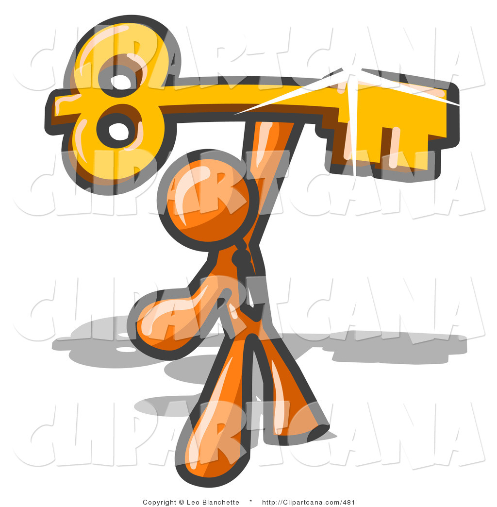 1024x1044 Vector Clip Art Of A Excited Orange Businessman Holding Up A Large