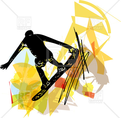 400x390 Sandboarding Or Skateboarder Sketch On Abstract Background Royalty