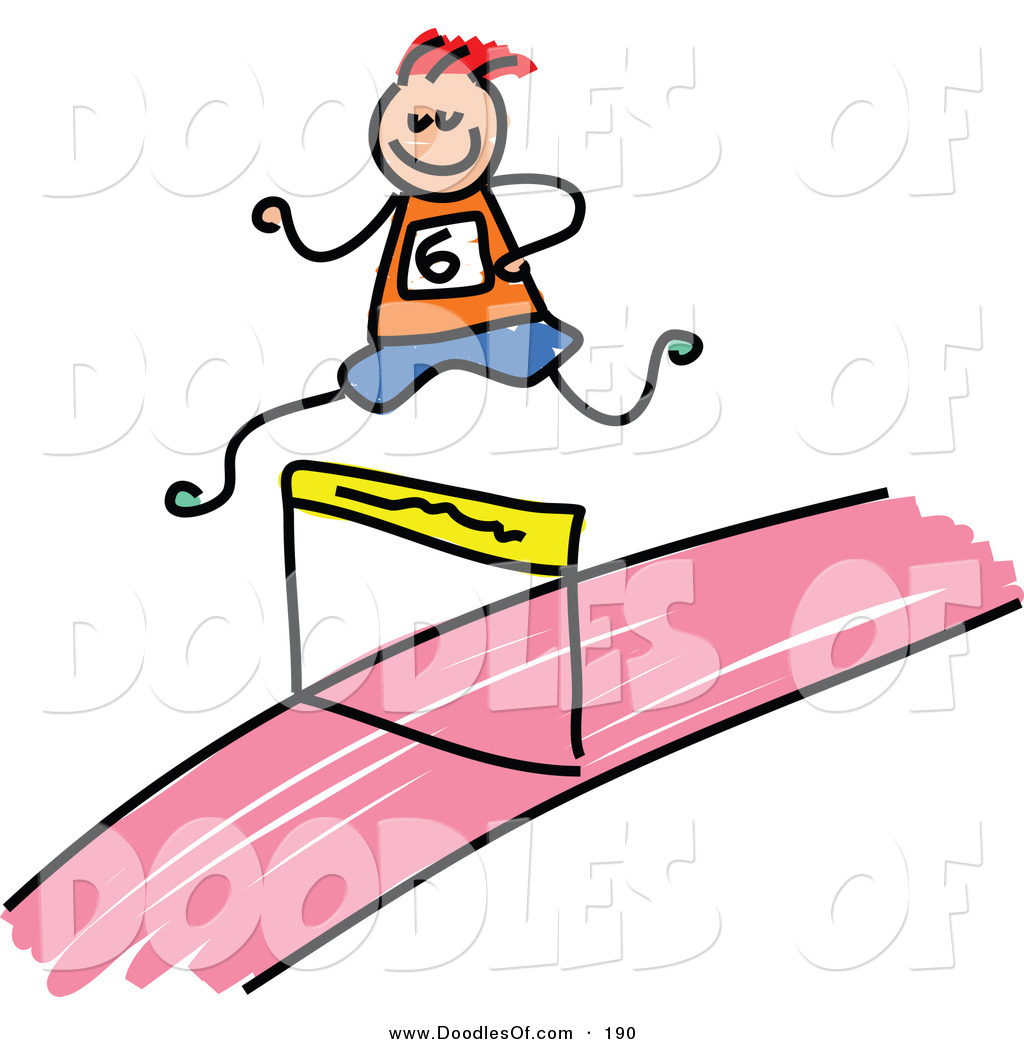 1024x1044 Vector Clipart Of A Kid's Sketch Of A Boy Leaping A Hurdle By