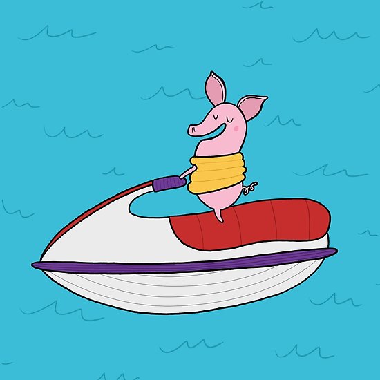 550x550 Jet Ski Pig Posters By Megan Downing Redbubble