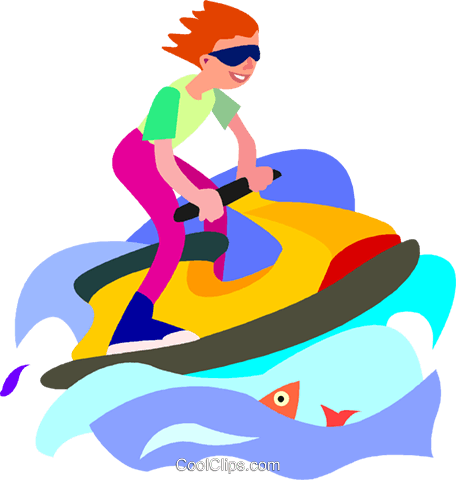 456x480 Boy Playing On A Jet Ski Royalty Free Vector Clip Art Illustration