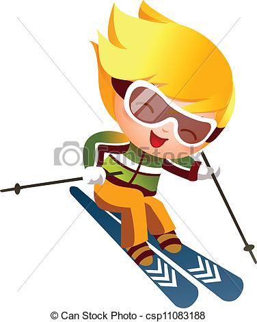 376x470 Boy Skiing Vector