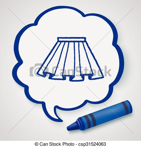 450x470 Doodle Pleated Skirt Clip Art Vector