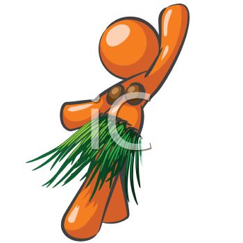 350x350 Orange Woman Character Dancing Hula In A Grass Skirt