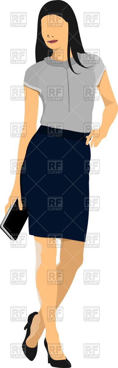 387x1200 Young Woman In Tight Skirt Royalty Free Vector Clip Art Image
