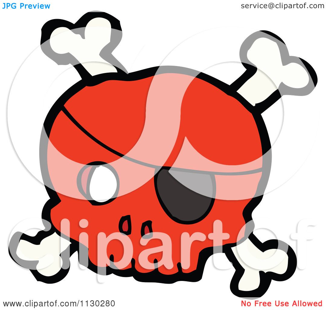 1080x1024 Cartoon Of A Red Pirate Skull With Cross Bones And An Eye Patch 2