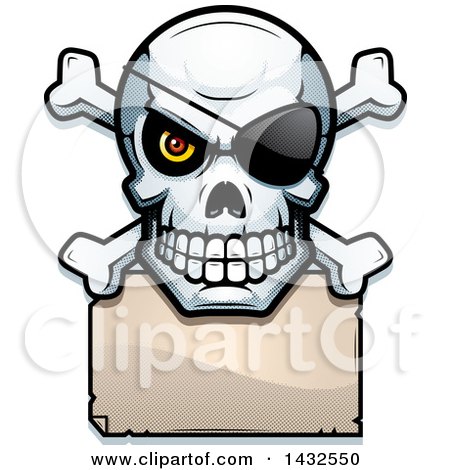 450x470 Clipart Of A Halftone Black And White Pirate Skull And Crossbones