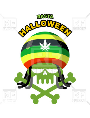 307x400 Rasta Halloween Night. Skull Addict With Dreadlocks Royalty Free