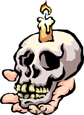 354x480 Skull With Candle Royalty Free Vector Clip Art Illustration
