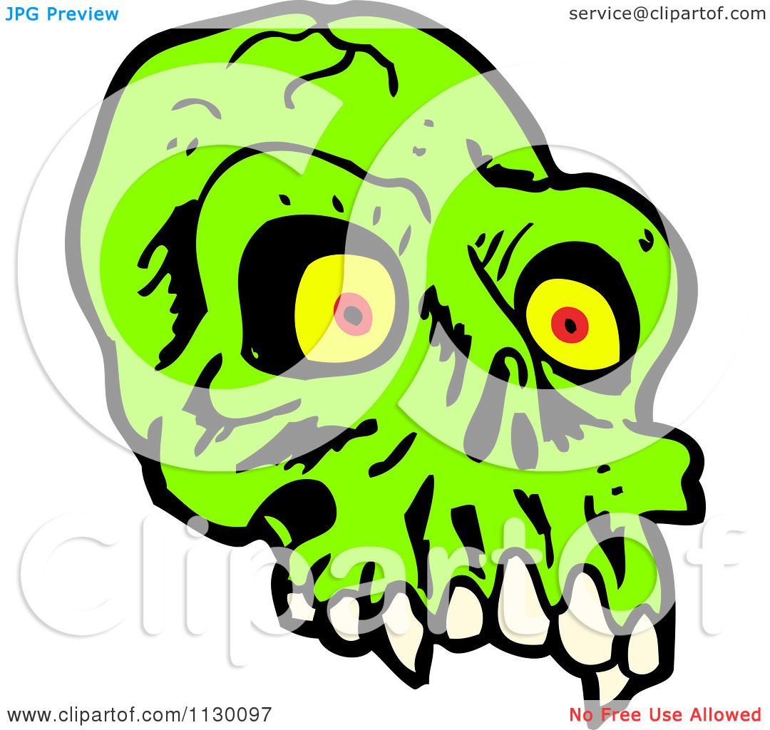 1080x1024 Cartoon Of A Green Alien Skull 1
