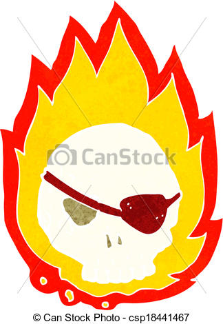 324x470 Cartoon Burning Skull Clip Art Vector