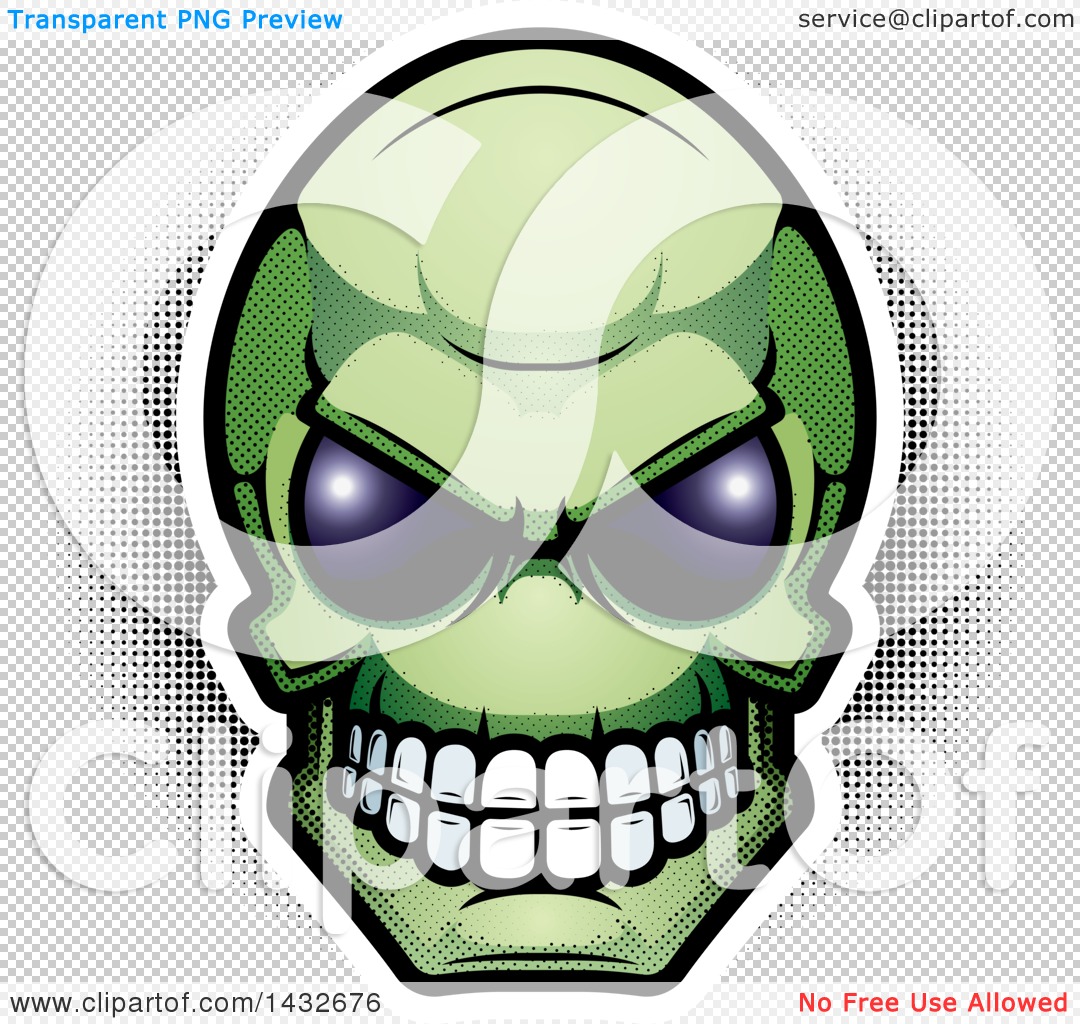 1080x1024 Clipart Of A Halftone Green Alien Skull Head