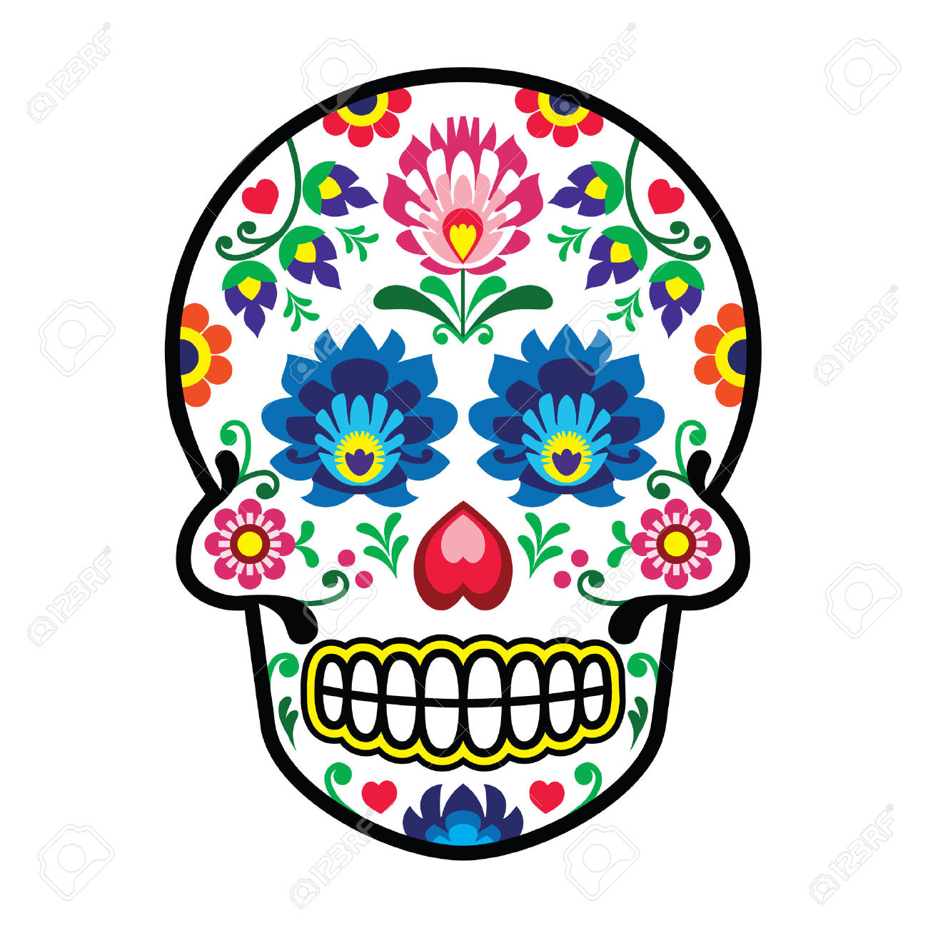 1300x1300 Sugar Skull Clipart Mexican Folk Art