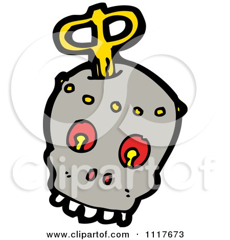 450x470 Vector Cartoon Robotic Wind Up Skull Head